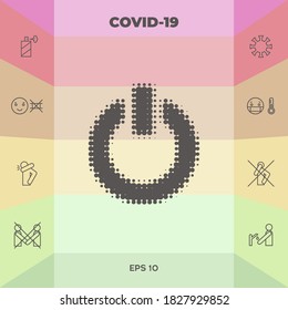 Power button - halftone logo. Graphic elements for your design