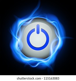 Power button and high voltage energy, vector design.