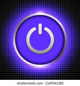 Power button ibackground, purple 3d vector metallic