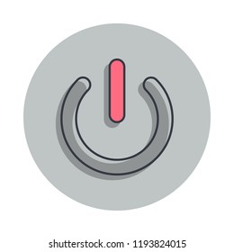 power button icon in badge style. One of web collection icon can be used for UI, UX