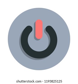 power button icon in badge style. One of web collection icon can be used for UI, UX