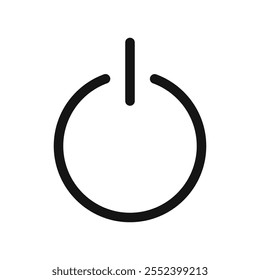 Power button icon black and white vector outline sign