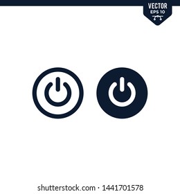 Power button icon collection in flat style, solid color vector