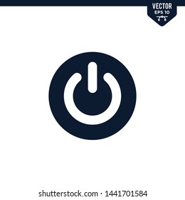 Power button icon collection in flat style, solid color vector