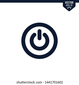 Power button icon collection in flat style, solid color vector