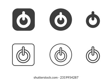 Diseño de iconos de botón de encendido 6 variaciones. Aislado sobre fondo blanco.