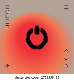 Power button icon. Dotted halftone symbol for start and shutdown