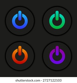 Icono de Botón de energía. Símbolo de interruptor de energía. Coloreado en el signo de apagado. Vector de fondo oscuro. EPS 10.