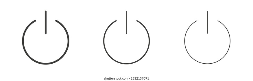 Power button icon in fill and three stroke sizes