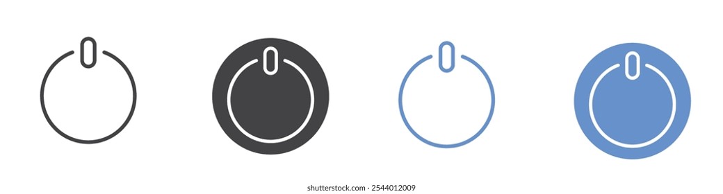 Ícone de botão liga/desliga Plano definido em preto e branco