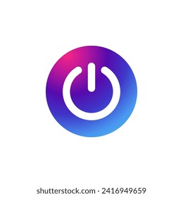 Icono de botón de encendido con efecto morado degradado.
