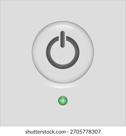 Icono de Botón de energía. Indicador de Estado verde. Símbolo de Vector de control circular. Elemento de interruptor de neumorfismo.