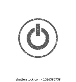 Power button icon in grunge texture. Vintage style vector illustration.
