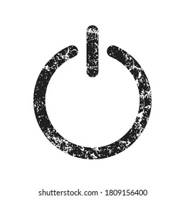 Icono del botón de encendido con textura gruesa. Símbolo del interruptor de apagado plano. Iniciar silueta de signo. Imagen de la ilustración del vector. Aislado sobre fondo blanco.