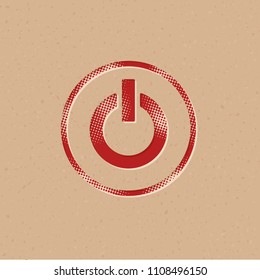 Power button icon in halftone style. Grunge background vector illustration.