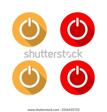 Power button icon with long shadow. Shut down, shutdown sign symbol