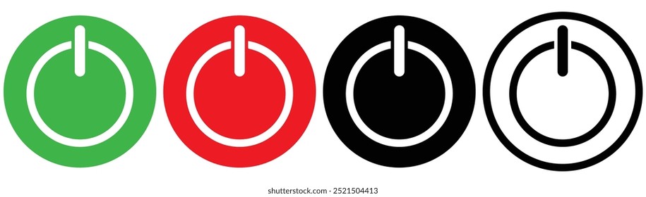 Power Button Icon with Multi Series. On Off Buttons Illustration isolated