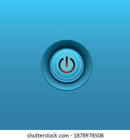 Power button icon on blue background. Start sign. Set icons in square buttons. Vector Illustration.eps 10. 