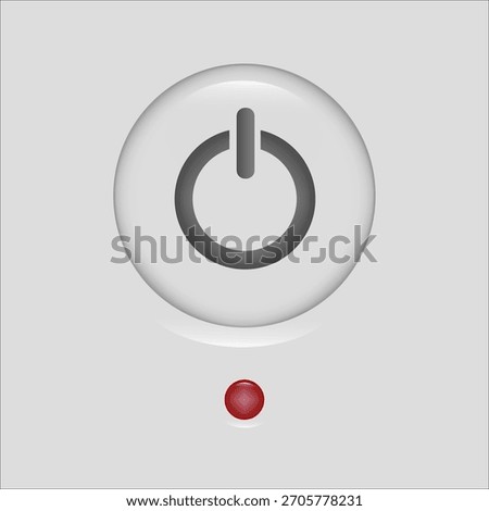 Power button icon. Red status indicator. Circular control Vector symbol. Neumorphism switch element.