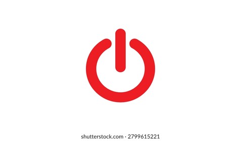 Power button icon a red symbol on a white background