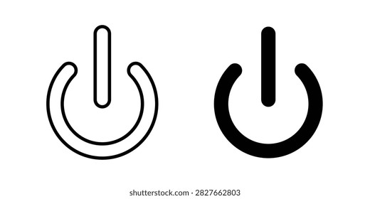 Power Button icon representing activation, shutdown, electricity, and device control. Clean outline and filled vector symbol suitable for electronics, computers, appliances, software, technology, and digital controls.