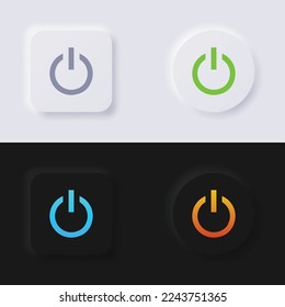 Power button icon set, Multicolor neumorphism button soft UI Design for Web design, Application UI and more, Button, Vector.