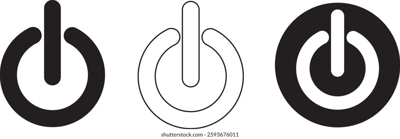 Power Button Icon Set On White Background