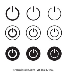 Power button icon set, Power Switch Icon. Electric power, On-off icon set. Interface switch button concept. On off icon. Vector illustration.