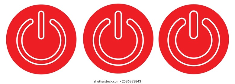 Power button icon set. Turn on web interface element. Computer shutdown symbol. Power Switch sign and symbol eps 888.