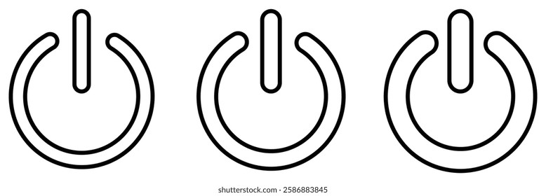 Power button icon set. Turn on web interface element. Computer shutdown symbol. Power Switch sign and symbol eps 888.