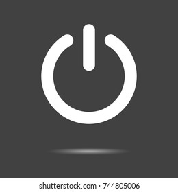Power button icon - simple flat design isolated on grey background, vector