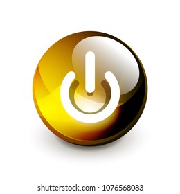 Icono de botón de encendido, símbolo de inicio, ilustración de vector