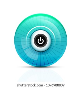 Icono de botón de encendido, símbolo de inicio, interfaz de usuario de diseño web o elemento de diseño de aplicación. Ilustración del vector