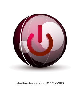 Icono de botón de encendido, símbolo de inicio, ilustración de vector