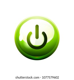 Icono de botón de encendido, símbolo de inicio, ilustración de vector