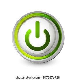 Icono de botón de encendido, símbolo de inicio, ilustración de vector