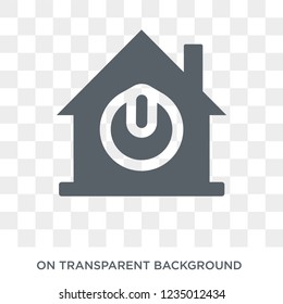 Power button icon. Trendy flat vector Power button icon on transparent background from smart home collection. 
