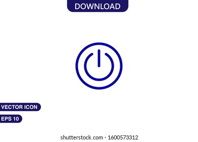  Power button icon in trendy flat style isolated on white background vector illustration