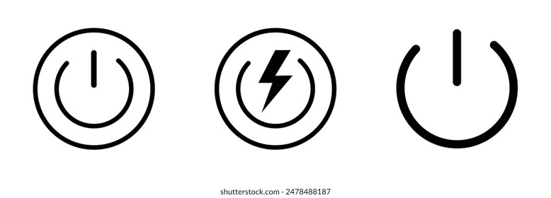 Power button icon vector isolated on white background, logo concept of power button sign on white background, black filled symbol icon.