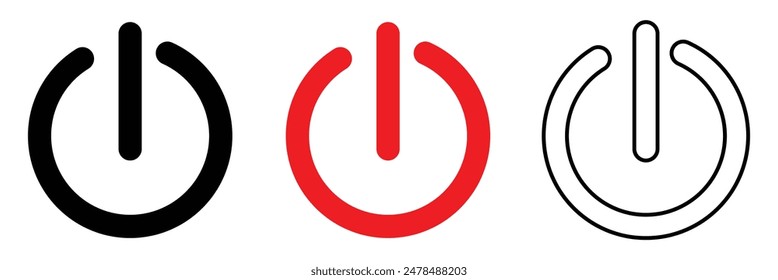 Power button icon vector isolated on white background, logo concept of power button sign on white background, black filled symbol icon.