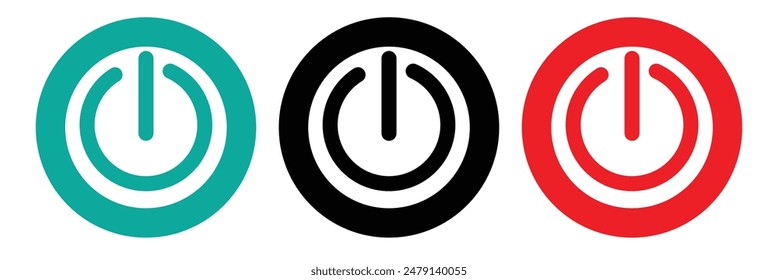 Power button icon vector isolated on white background, logo concept of power button sign on white background, black filled symbol icon	