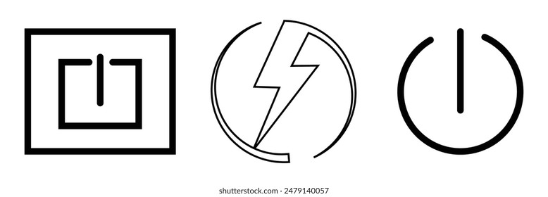 Power button icon vector isolated on white background, logo concept of power button sign on white background, black filled symbol icon	