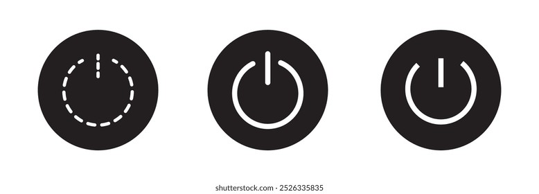Power button icon vector isolated on white background, logo concept of power button sign on white background, black filled symbol icon