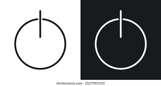 Ícone de botão de energia ícone de vetor definir estilo preto preenchido e contornado.