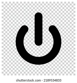 Power button icon vector symbol. logout icon isolated on transparent background. Power on off button simple silhouette. Web site page and mobile app design vector element.