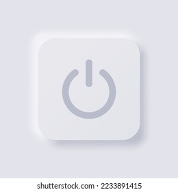 Icono de botón de encendido, Diseño de interfaz de usuario suave de Neumorfismo blanco para diseño web, IU de aplicación y más, Button, Vector.