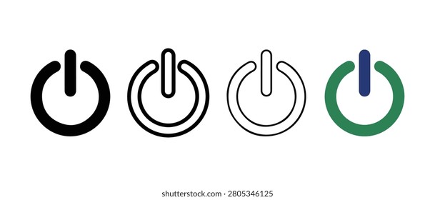 Power button icons in different colors and styles onoff symbols electricity signs