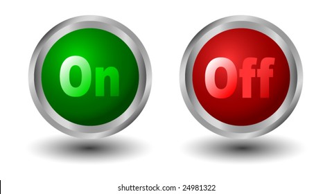 power button icons, red and green- vector