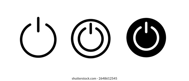 Power button icons vector illustration set perfect for web design, mobile applications, user interfaces and technology projects with simple clean styles