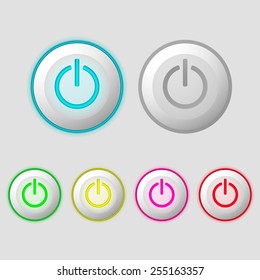 Power button with led light. Vector eps10.